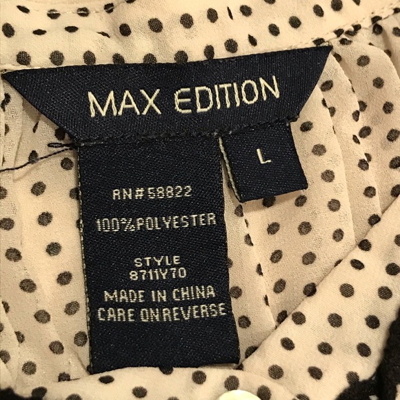 Micro polka dot top lace yolk cream black 1/2 button down Max Edition Size Large - Picture 5 of 7